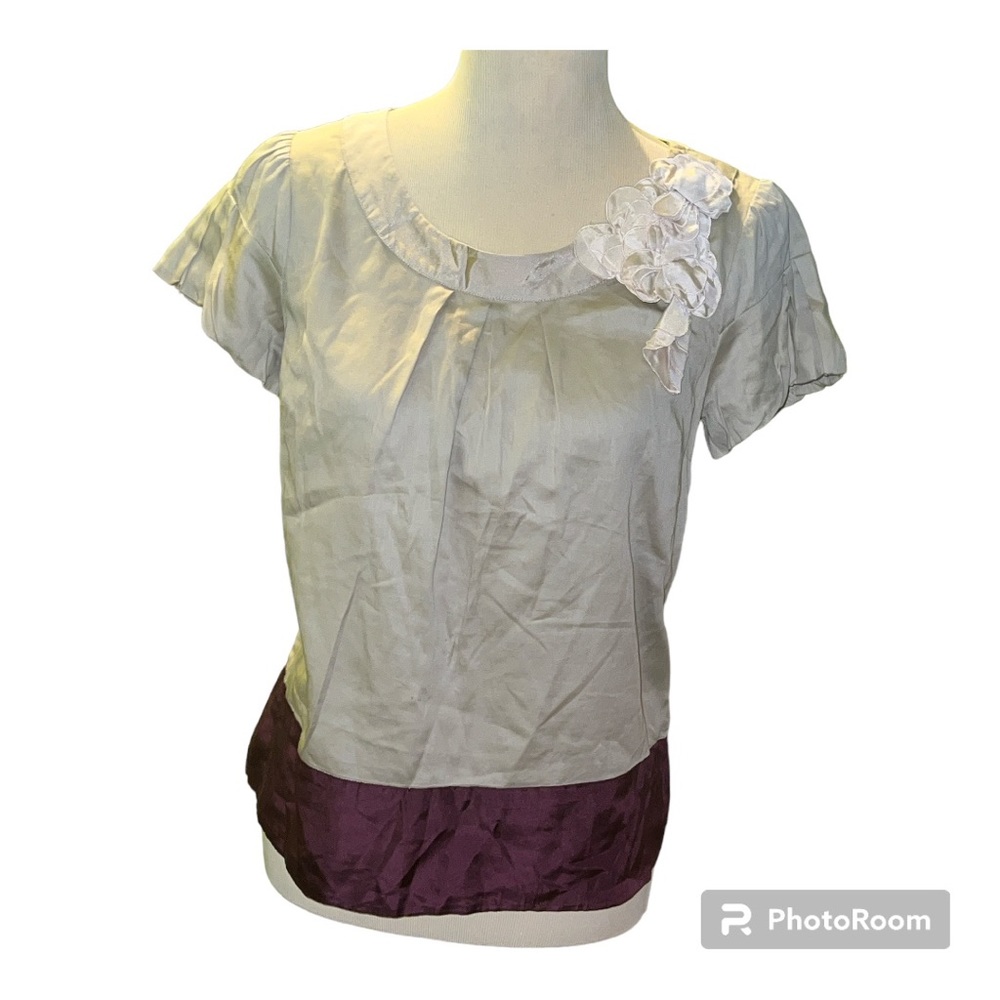 Floreat purple/lilac with flower applique 100% cotton size 6 top